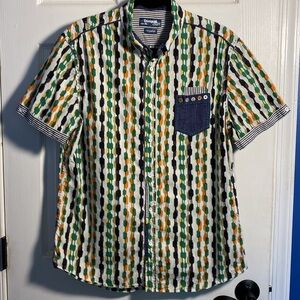 Desigual Dionisio Short Sleeve Button Down Printed Shirt, XL